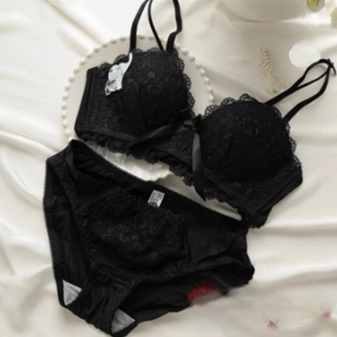 피어니스트 란제리 리본 프릴 브라 + 팬티 세트