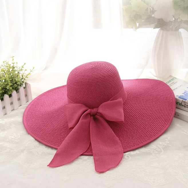 디멜디 여성용 햇빛차단 챙넓은 여름 비치 밀짚모자