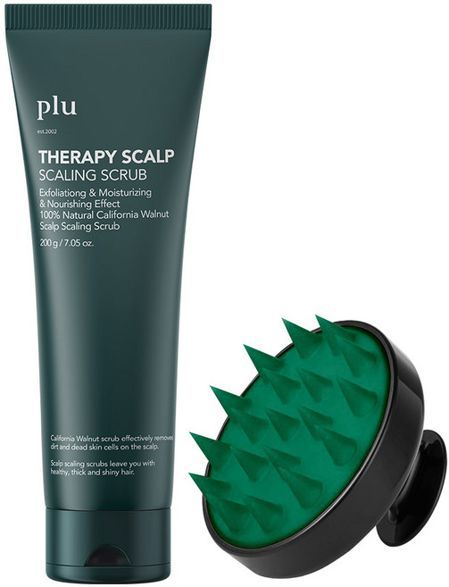 plu 頭皮清潔去角質磨砂膏組 滋養功效 含100%天然加州核桃, 1組, 200g