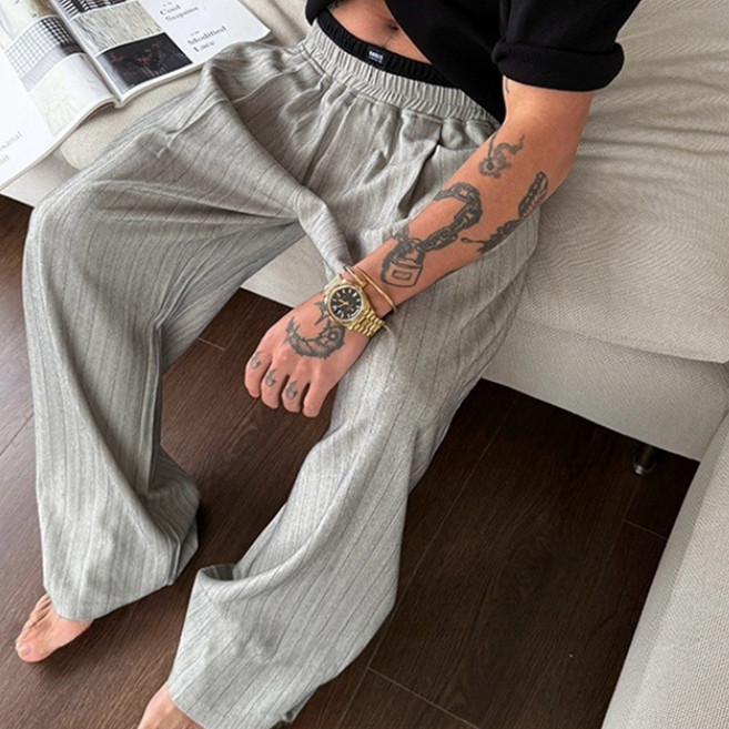 제이티엘 남성용 프리 투톤 밴딩 와이드핏 팬츠