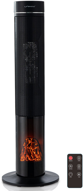 유니맥스 타워형 플래임 리모컨 PTC 전기 온풍기, UMP-800FDB, 혼합색상
