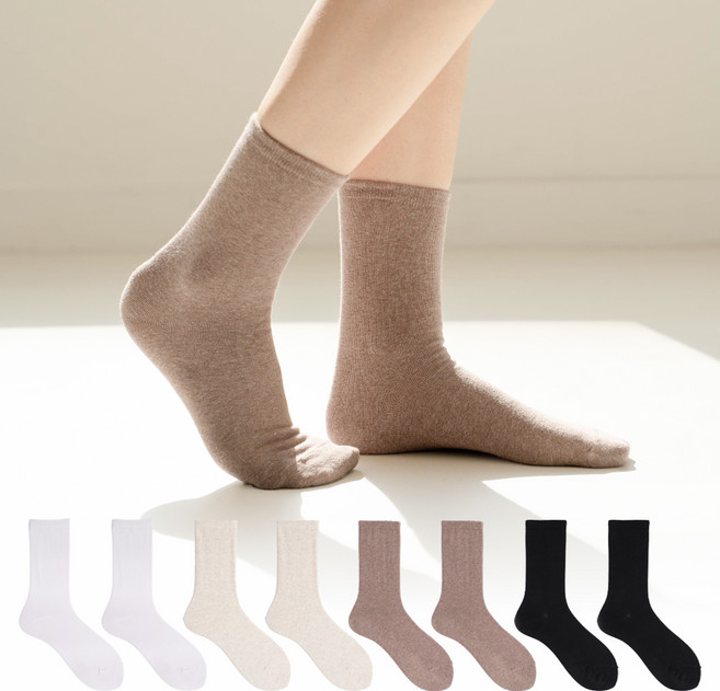 삭스팩토리 여성용 데일리 무지 장목 양말 8켤레