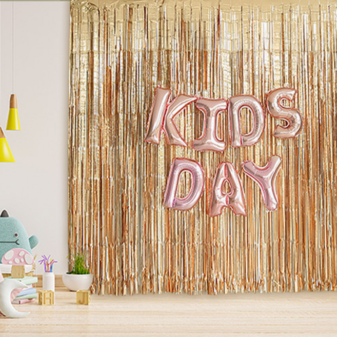 파티해 KIDS DAY 은박풍선 커튼 세트, 로즈골드, 1세트