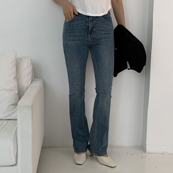 린다샵 여성용 르우지 히든밴딩 워싱 스판 세미 부츠컷 팬츠 cppt14297k47