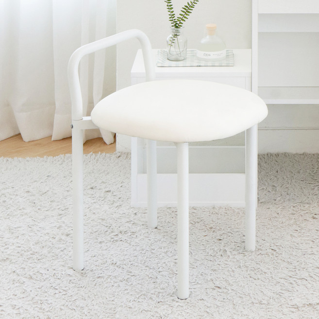 PaN EASY LIFE Easy Life 簡約皮革坐墊化妝臺椅, 白色, 1個