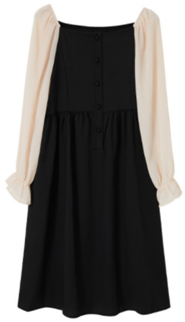 슈슈링 임산부 투톤 긴팔 원피스