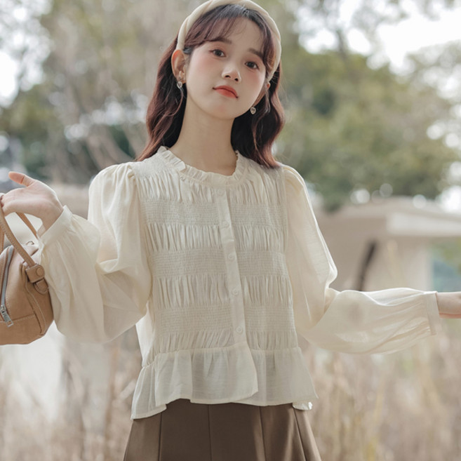 루나걸 여성용 베러즈 주름 블라우스 L24FBL072809