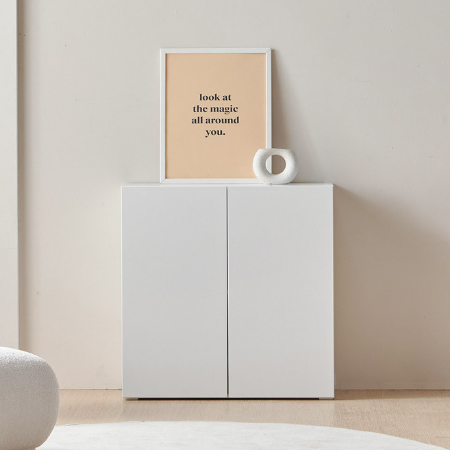 아씨방 가구 마리 LPM 슬림 2단 높은 수납장 800 방문설치, 밀크화이트