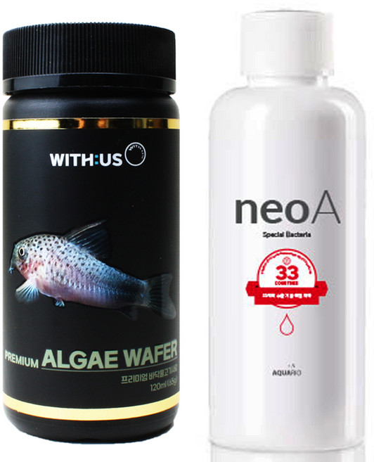 위더스 프리미엄 알게와퍼 바닥물고기 사료 120ml + 네오 A 생박테리아제 150ml 세트, 1세트