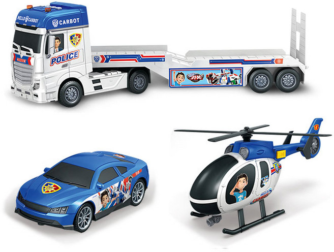 헬로카봇 폴리스 트레일러 중장비 작동완구 세트, 혼합색상, 1세트