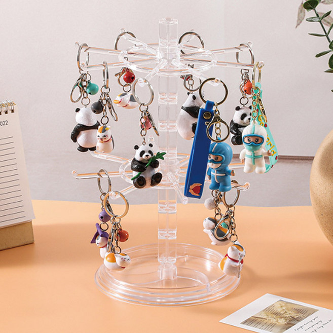 마켓플랜 휠링 키링 열쇠고리 회전 진열대, 투명, 1개