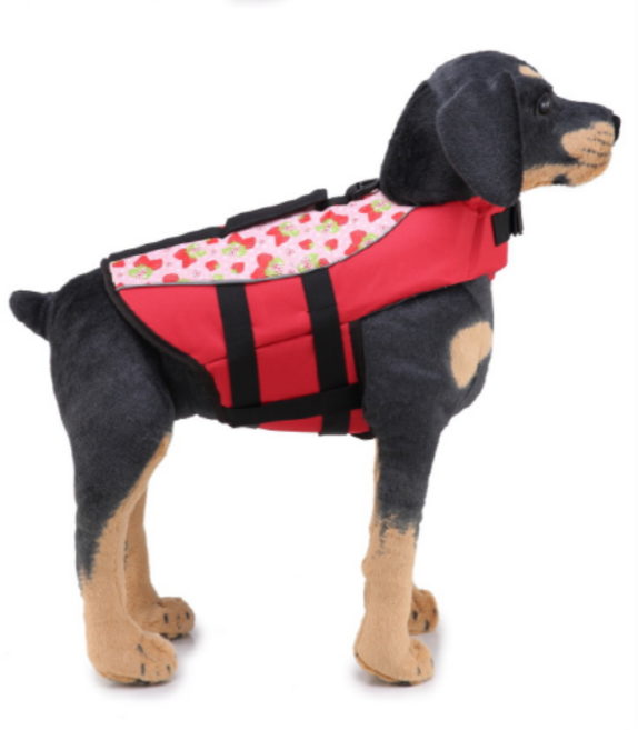 비제스코 반려동물 해수욕장 수영 딸기 구명 조끼 VIB-10, 레드, 1개