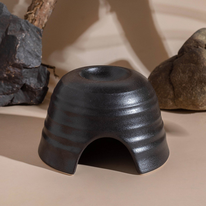 랜보어 파충류 세라믹 가습 은신처 M, 블랙, 1개