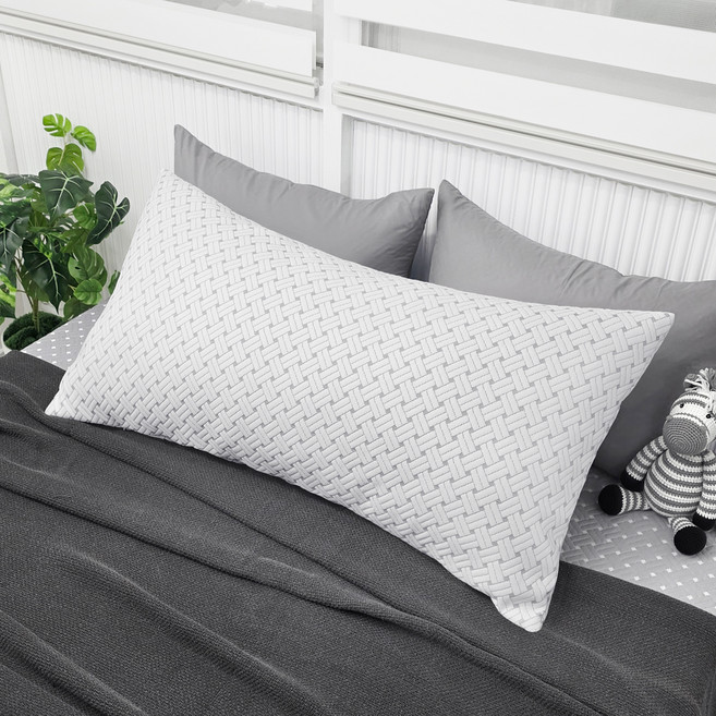 베드앤데코 국내 제조 더위타파 크로스 냉감 등쿠션커버, 화이트