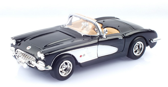 MOTORMAX 1:24 레프리카 쉐보레 콜벳 1959 자동차 다이캐스트 모형 MTX732166BK, 블랙, 1개