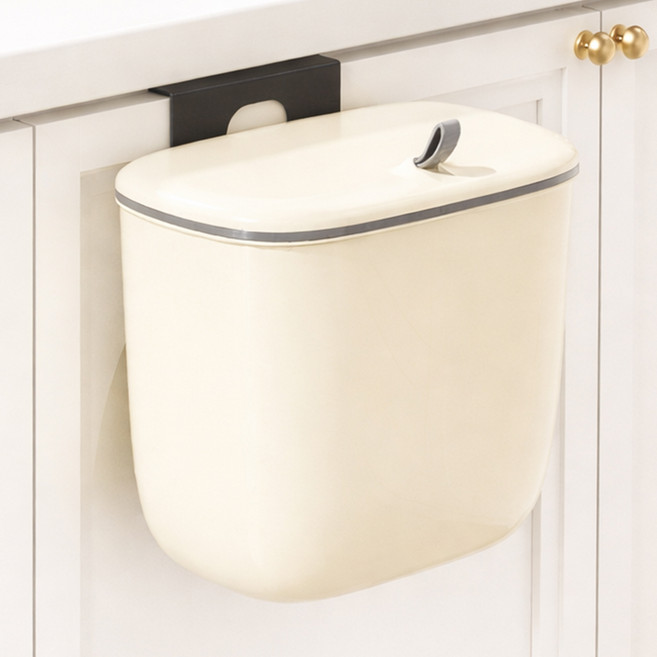 메오 키친 싱크대 걸이형 휴지통 8L, 크림
