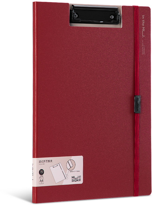 누사인 고정스트랩 커버 클립보드 A4 180-NS, 레드, 1개