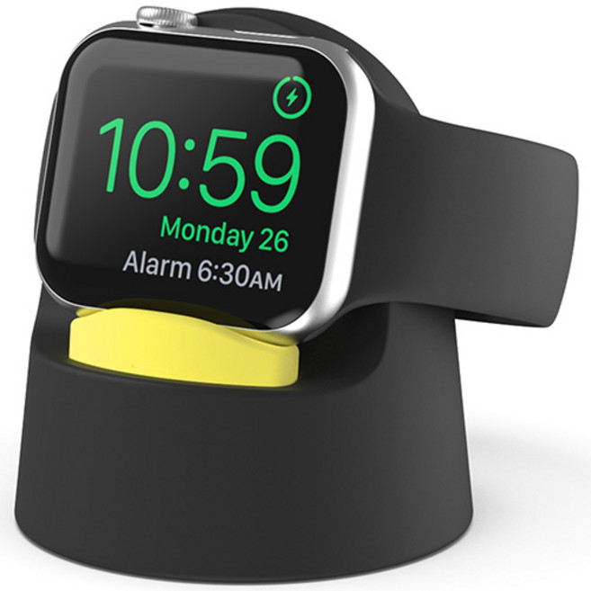 신지모루 단 조절 일체형 실리콘 애플워치 후디 충전 거치대, 블랙, 1개