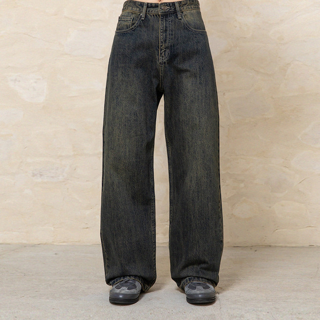 비긴202 남성용 와이드 세미 플레어 데님 팬츠