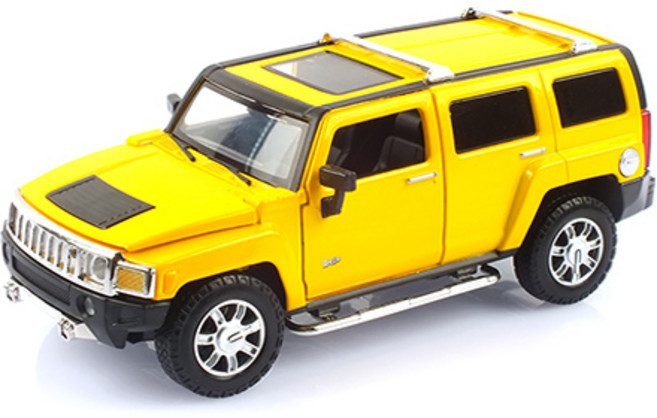 Replica 1：24 可開門 LED 悍馬 H3 壓鑄模型 MSZ110495YE, 黃色, 1個