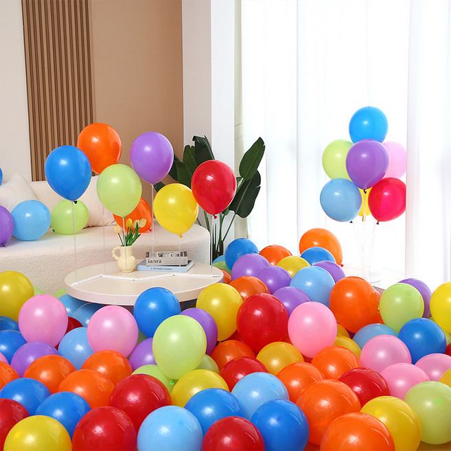 피앤비유니티 스탠다드 라운드 풍선 25cm 100p, 01무지개톤, 1세트