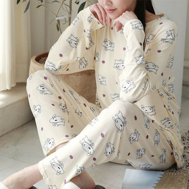 andstyle 女款可愛蓬鬆彈性長袖睡衣上下套裝 263313