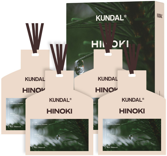 쿤달 차량용 퍼퓸드 샤쉐 7g x 4p, 1개, 히노키