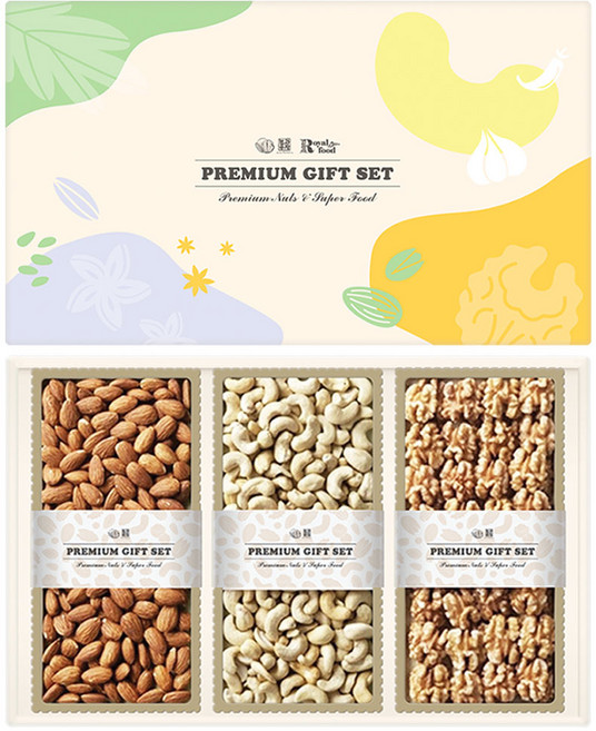 견과모음 3종 견과류 선물세트 + 쇼핑백, 1세트