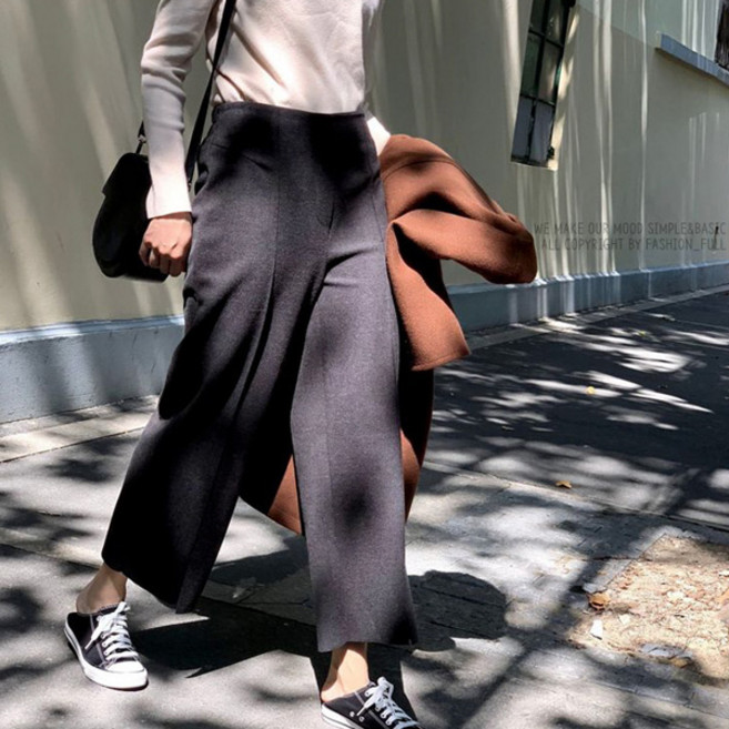 패션풀 여성용 플레피 뒷밴딩 울 슬랙스 27494