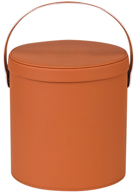 리버폭스 차량용 원통 뚜껑형 쓰레기통 & 수납함, 오렌지, 1개