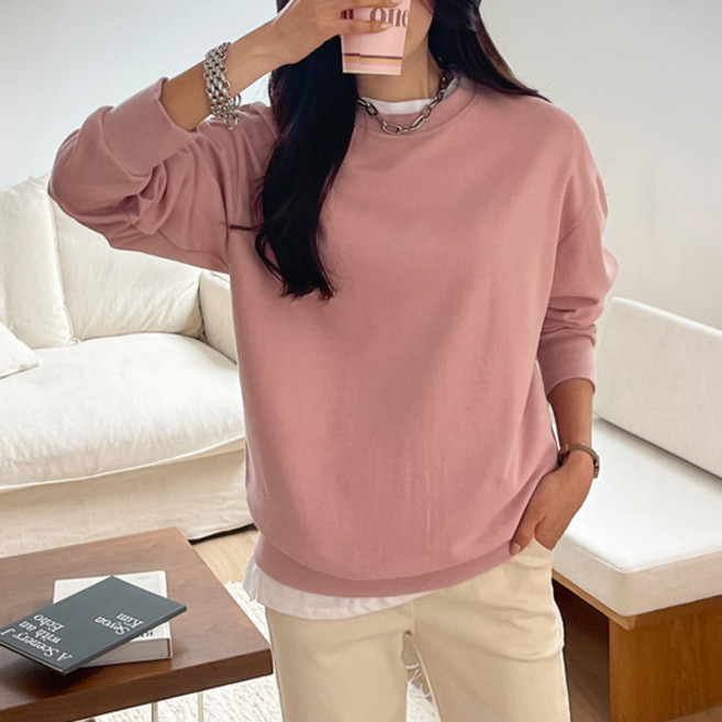 시크폭스 남여공용 시그니처 퍼스널핏 코튼 무지 맨투맨