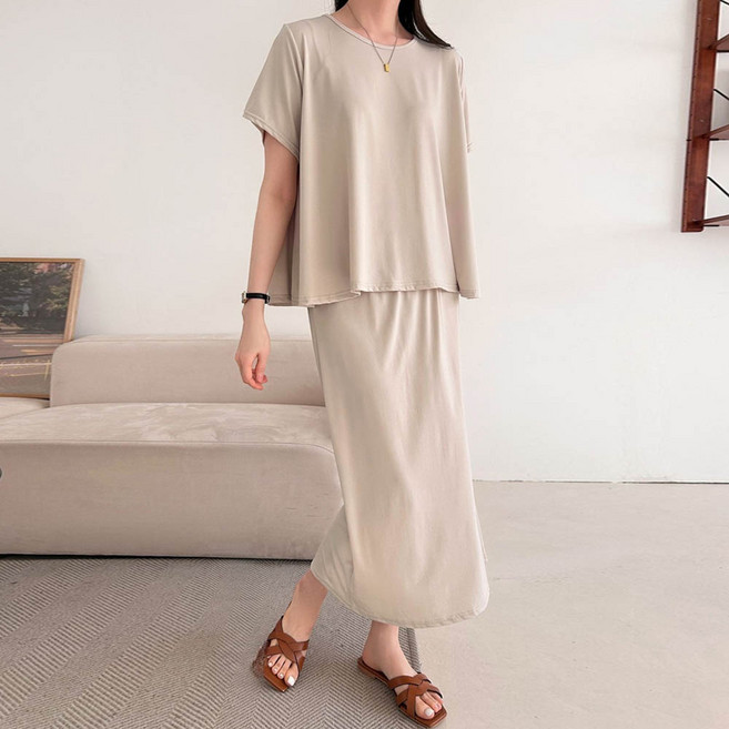 보리맘 쿨터치 스커트 홈웨어 투피스 임부복 상하의 세트 R972