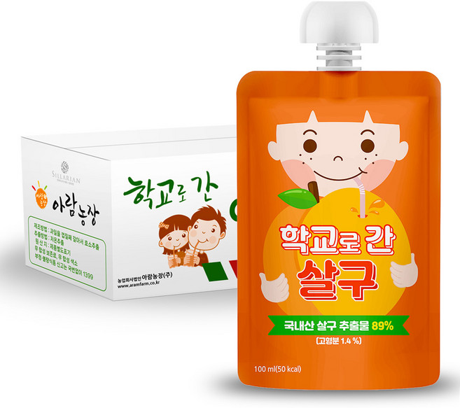 아람농장 학교로 간 주스, 100ml, 40개, 살구