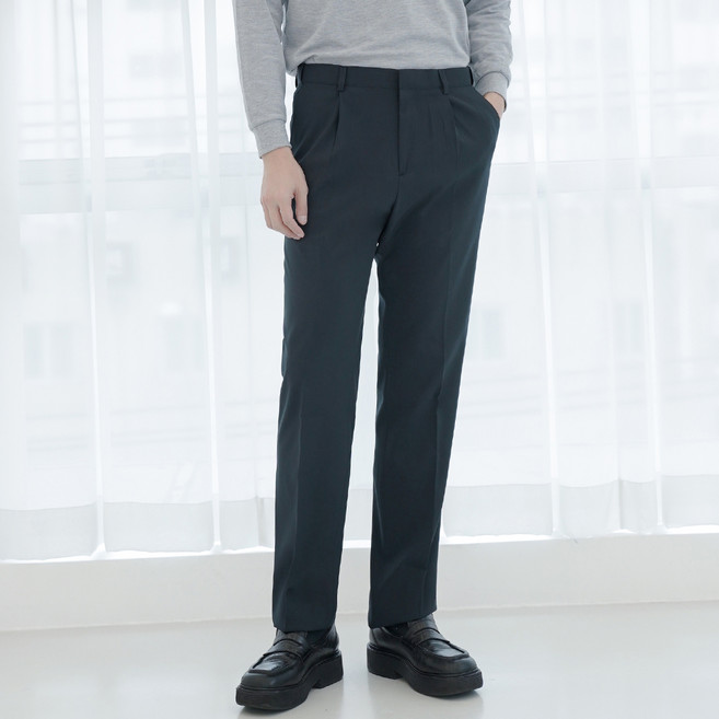 Townclo 男士單褶隱藏式鬆緊帶彈性西裝褲