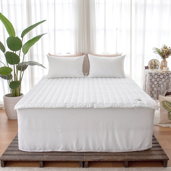 그래이불 국내산 고밀도 100수 수피마 코튼 프리미엄 침대 패드, 화이트