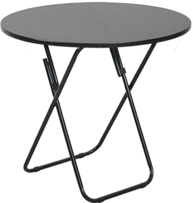 마켓플랜 접이식 심플 라운드 테이블 특대형 800mm, 블랙