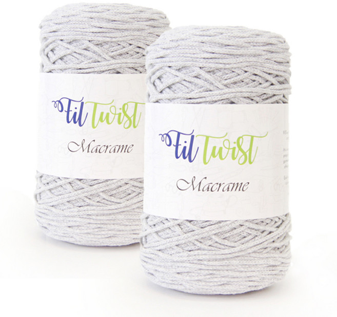 쎄비 필 트위스트 마크라메 뜨개실, 4연회색, 2개