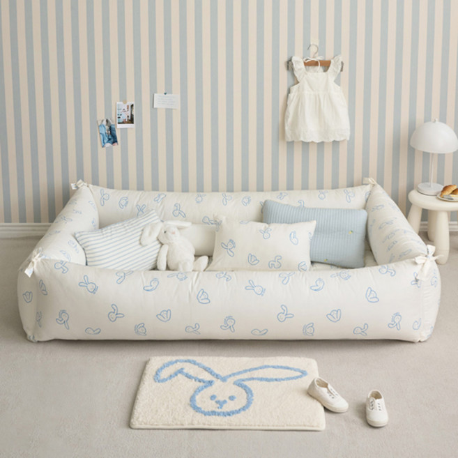 쉬즈홈 순면 가드 범퍼 쿠션 커버 + 솜 세트, 버니즈 아이보리