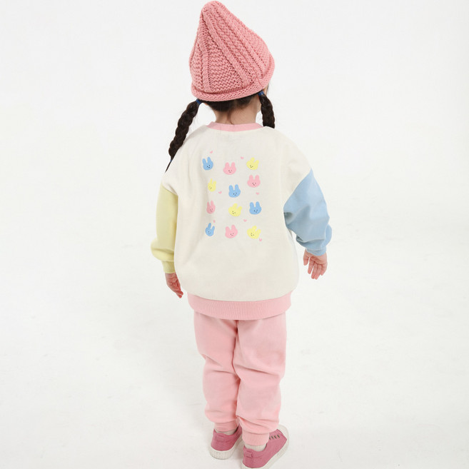 KIDSCOMO 童款小兔子拼色長袖套裝