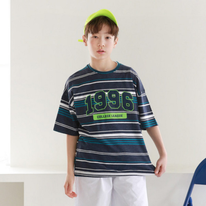 나나주니 라운드넥 1996단가라 반팔 티셔츠