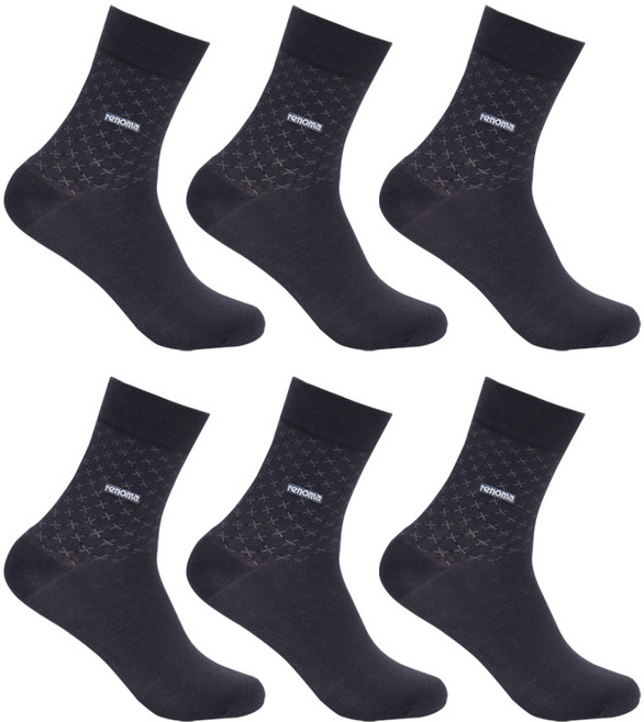 레노마 남성용 정장 사선도트 중목양말 6족 세트