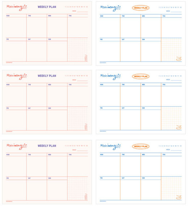 마리몽 플라잉웨일즈 위클리 메모패드 2종 x 3p 세트, 체리 몽, 아이스크림 몽, 1세트