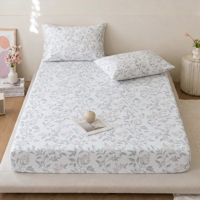 FOCA 3M專利 吸濕排汗天絲床包 + 枕套 2個 King Size(212 x 182cm) 偶遇花開