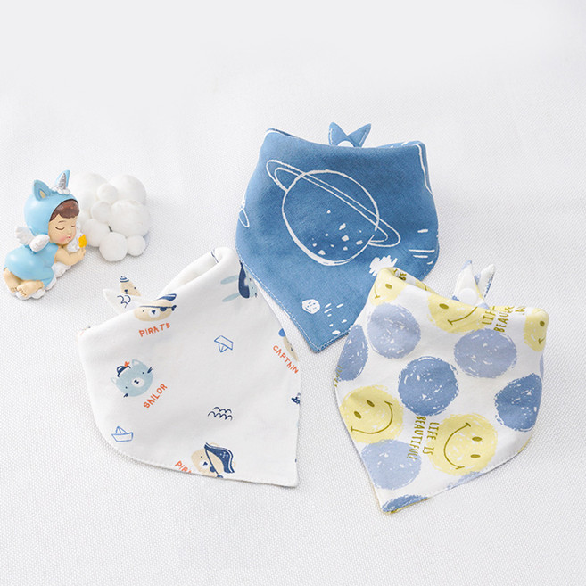 우주아이 유아용 유니버스면 삼각스카프빕 3종세트