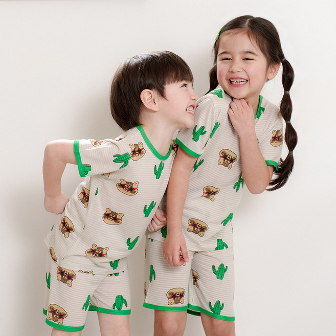 bonumam 五分人造絲提花家居服上下套裝