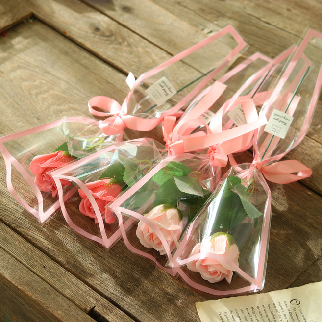 센트바스켓 라인 비누꽃 한송이 꽃다발 2종 x 2p 세트, 소프트핑크 무드, 1세트