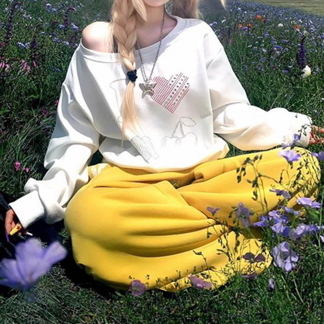 메이첼 러브미 언발란스 오프숄더 맨투맨 티셔츠 10952