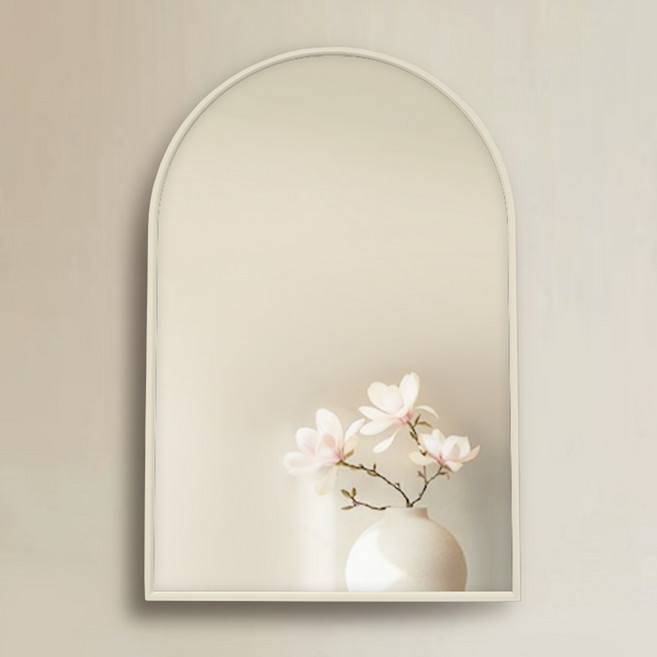 PLOS 아치형 모던 벽거울, 크림 화이트