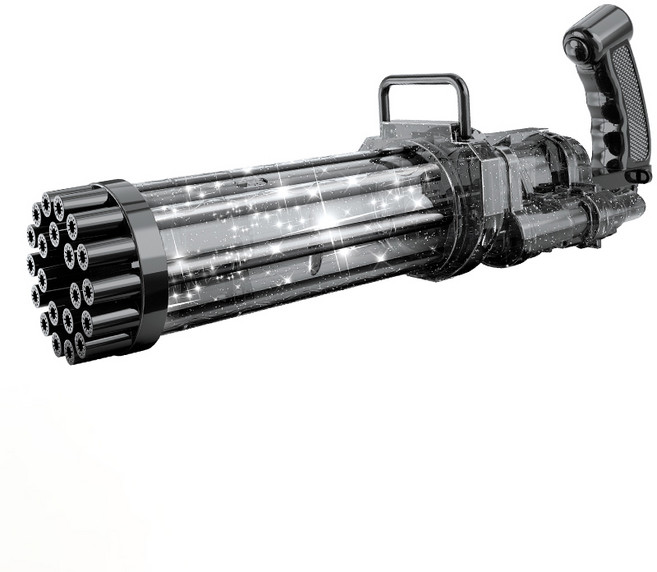 LED 게틀링 버블건 대형 + 비눗방울 2p, 블랙, 1개