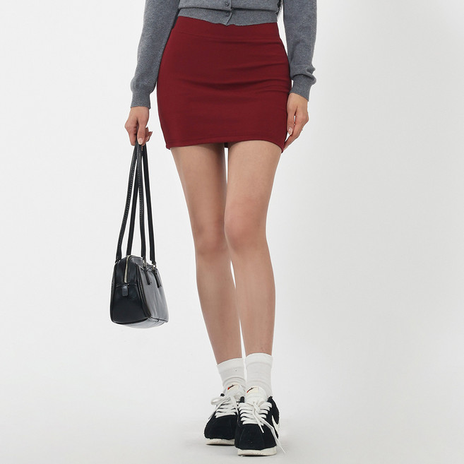 엘쏘 여성용 사계절 에이치 라인 슬림 스판 밴딩 미니 스커트